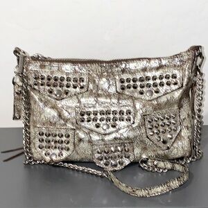 Rebecca Minkoff Brown & Silver Leather Silver Hardware Crossbody Bag EUC